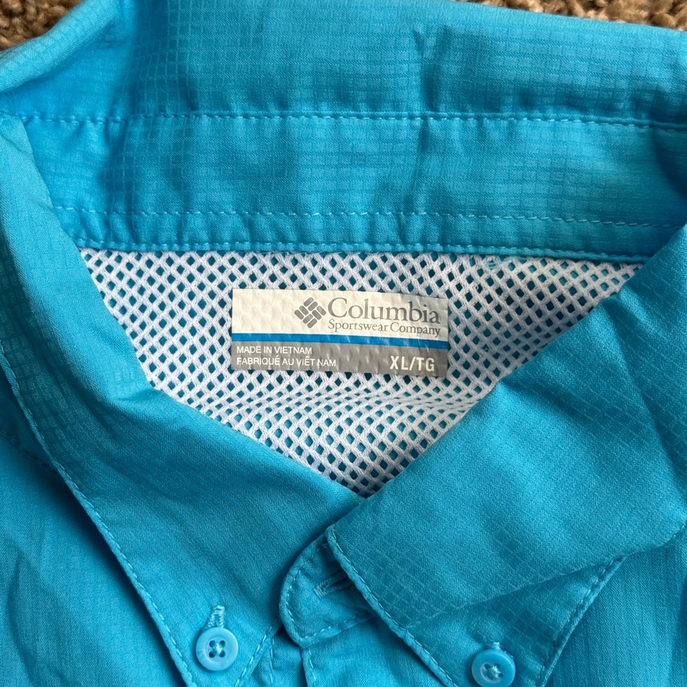 EUC Men’s Blue Echo Tamiami II Omni-Shade Columbia Short Sleeve Polo Size XL - Picture 6 of 14